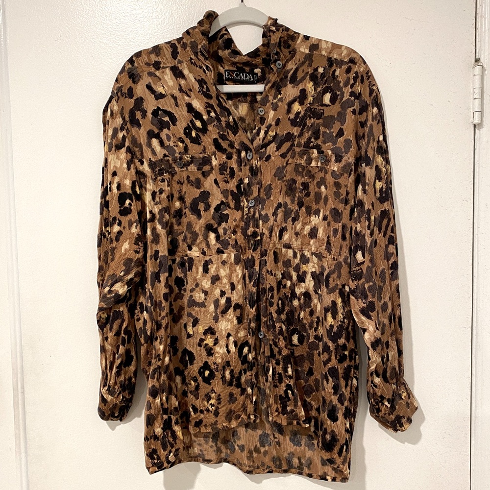 Vintage escada leopard silk shirt